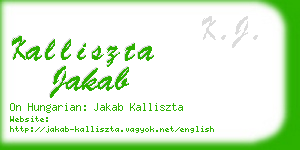 kalliszta jakab business card